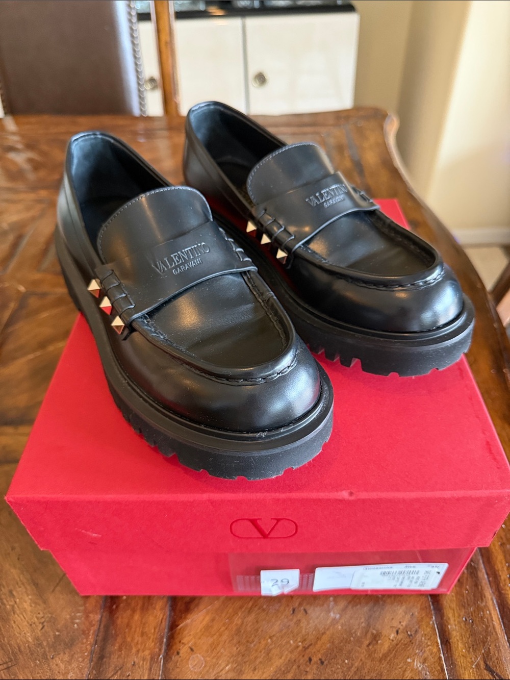 Valentino Garavani Black Studded Loafers